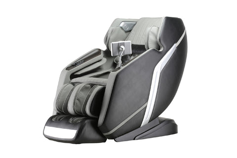Lifesmart Nova 4D Zero Gravity Massage Chair in gray and black with white accents, featuring rollers and arm supports on whit