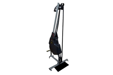 Marpo VMX rope trainer with black resistance chamber, gray steel frame, and foot platform on white background