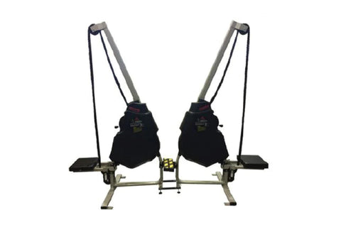 Marpo VMX rope trainer with dual black resistance pouches, gray frame, and adjustable straps on white background