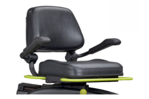 NuStep T4r recumbent elliptical stepper with gray and black frame, padded seat and backrest, foot pedals, and handlebars on w