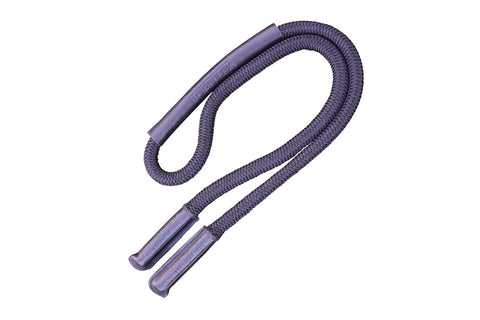 Purple heavy jump rope with braided nylon cord and leather grip handles on white background