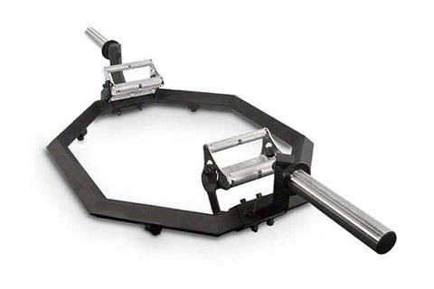 Warrior Super Hex Trap Bar with rotating handles, black and silver metal construction, shown on white background