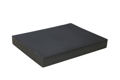 Warrior Balance Pad, black textured foam pad with beveled edges on white background