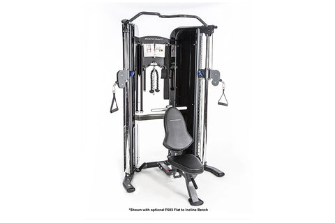 BodyCraft PFT Functional Trainer with dual cable towers, adjustable pulleys, and triangle handles on white background