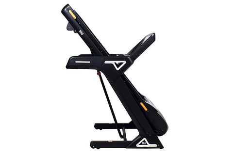 California Fitness Malibu 6T heavy-duty folding treadmill with gray and black frame, black running belt, touch console displa