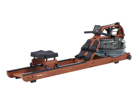 Viking 3 Plus brown fluid rower with black footrest and handles, water tank visible on right side