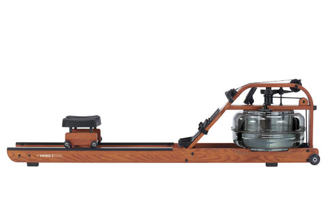 Viking 3 Plus brown fluid rower with black footrest and handles, water tank visible on right side