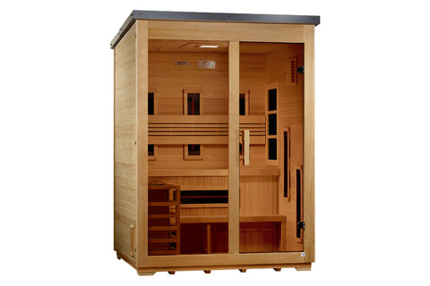 Golden Designs "Carinthia" 3 Person Hybrid Full Spectrum Outdoor Sauna (2026 Edition)