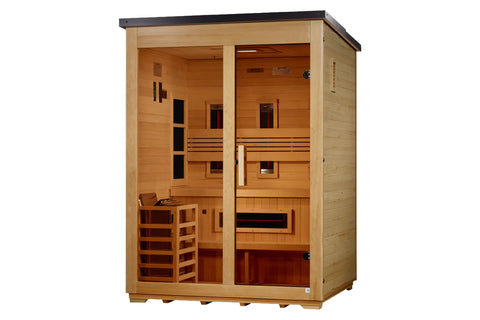 Golden Designs "Carinthia" 3 Person Hybrid Full Spectrum Outdoor Sauna (2026 Edition)
