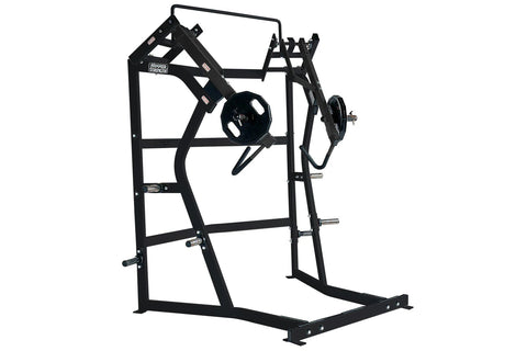Black Hammer Strength ground base jammer machine with dual handles and weight plate pegs on white background