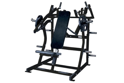 Black plate-loaded iso-lateral super incline press with dual weight stack arms, padded backrest, and adjustable handles on wh