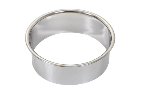 Harvia Cilindro steel embedding flange with polished metal finish and integrated rim, shown on white background