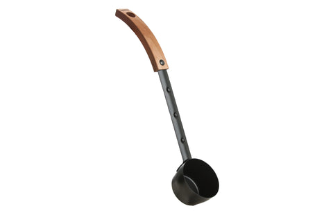 Harvia Legend sauna bucket with wooden handles and black metal basin on white background