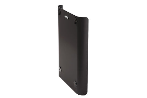 Black protective sheath with curved edges and attachment hardware, designed for sauna heaters, shown on white background