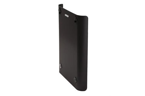 Black protective heater sheath with mounting brackets, displayed on white background