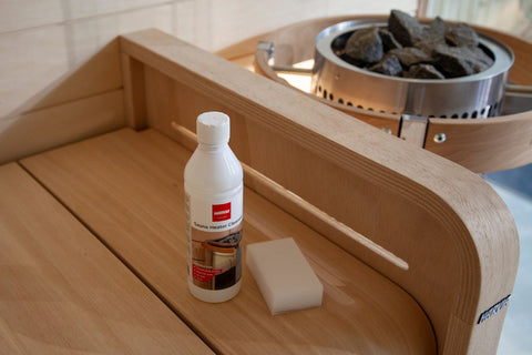 Harvia Sauna Heater Cleanser 500ml bottle with white cap on white background