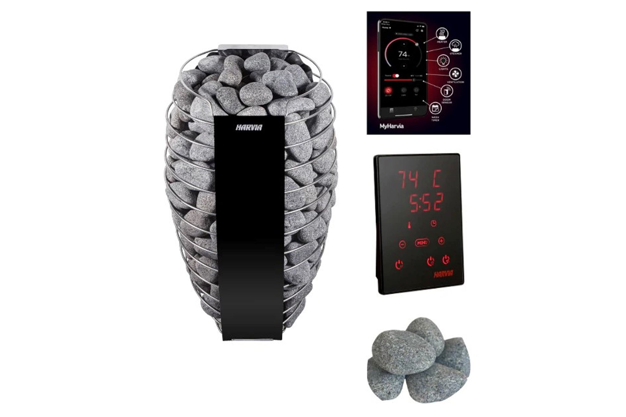 6kW Electric Sauna Heater w/ Xenio WIFI & Sauna Stones