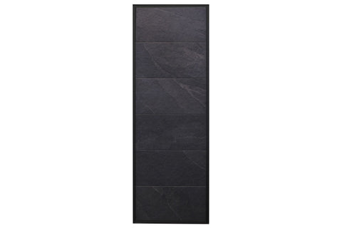 Harvia Stone Wall Frame in black with six stacked slate tile panels, flat lay on white background
