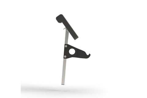 Hoist preacher curl attachment with black padding and metal frame on white background