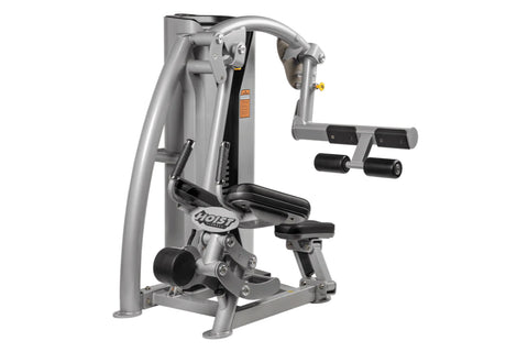 Hoist ROC-IT Glute Master Machine with silver frame, black foot platform, and adjustable arm levers on white background