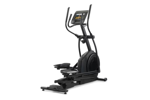 Black NordicTrack AirGlide 7i elliptical machine with digital display console, dual handles, and pedals on white background