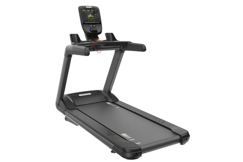 Black treadmill with digital display