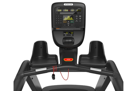 Black treadmill with digital display