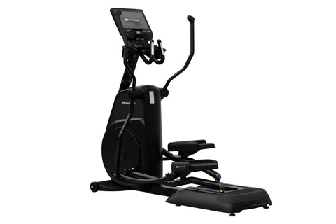 Black Star Trac 8CT elliptical cross trainer with digital display console, dual handles, and foot pedals on white background