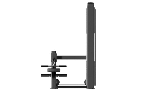 Black Warrior Pro commercial cable seated row machine with digital display, padded seat, and adjustable arm mechanism on whit