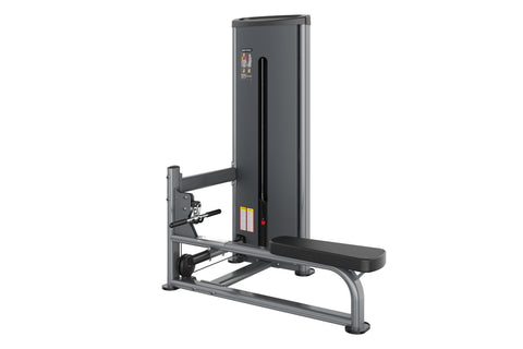 Charcoal gray and black commercial cable seated row machine with padded seat, vertical backrest, and adjustable arm lever on 