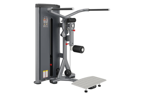 Warrior Deluxe Commercial Series Multi Hip machine with gray frame, black handles, red adjustment pins, and metal footplate o