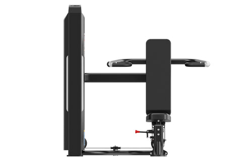 Warrior Pro Commercial Series Multi Press with black frame, padded seat, dual handle bars, and digital display on white backg