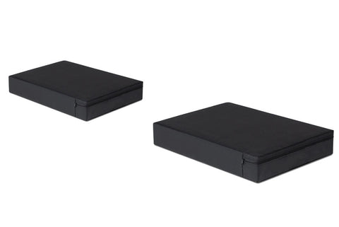 Warrior Crash Pads in black, shown in two sizes on white background