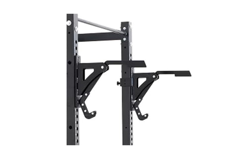 Warrior Monolift Attachment (801), black steel weight rack attachment with dual adjustable arms and safety hooks, front view