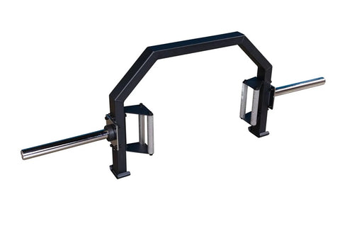 Warrior Open Trap Bar with black frame, chrome handles, and adjustable grip positions on white background