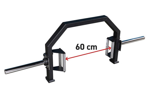 Warrior Open Trap Bar with black frame, chrome handles, and adjustable grip positions on white background