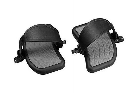 Warrior Oversized Pedals with black rubber body and gray textured footplate, shown from two angles on white background