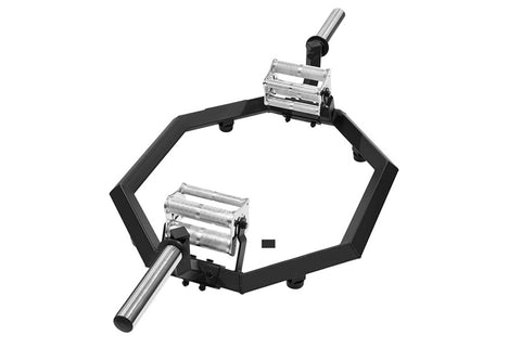 Warrior Super Hex Trap Bar with rotating handles, black and silver metal construction, shown on white background