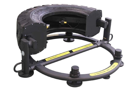 Warrior Tire Flip 180 with black rubber tire and yellow grip handles on white background