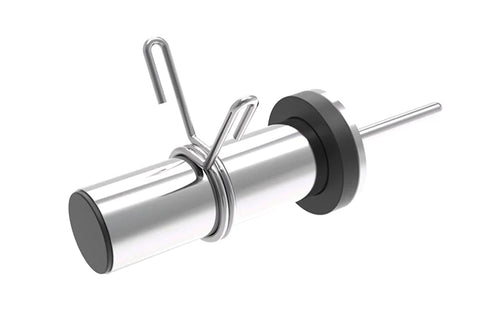 Warrior Weight Horns Attachment with chrome steel bar and black rubber collar, angled view on white background