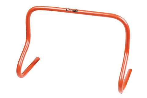 Warrior 12 inch speed hurdle in bright orange with curved top bar and two angled legs, flat lay on white background