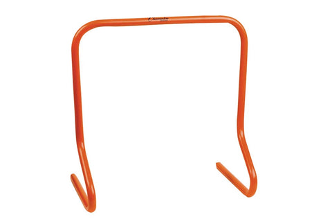 Orange speed hurdle with curved legs on white background
