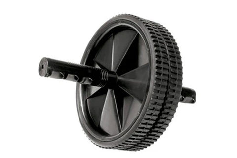 Warrior Ab Wheel with textured black rubber tire and central handle on white background