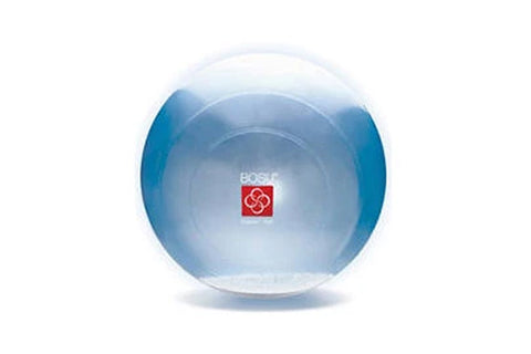 Bosu Ballast Ball exercise ball in translucent blue with red logo on white background