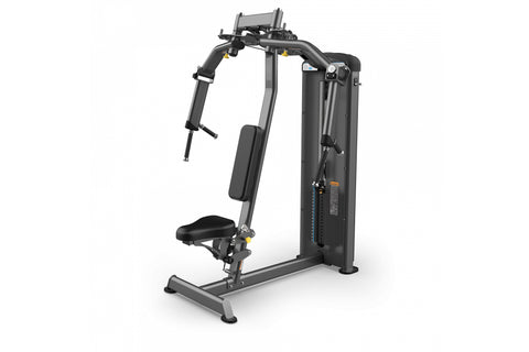 TRUE FUSE-1000 Pec Fly/rear Delt machine with black padding, gray frame, and adjustable arm levers on white background