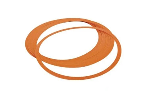 Set of two orange rubber agility rings for indoor training and fitness exercises