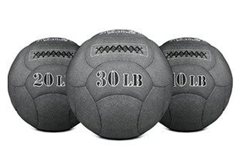 Dark gray Kevlar medicine ball with "16 LB" text and stitched seams, on white background