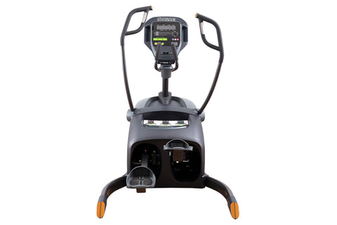 Octane LateralX elliptical machine with gray and black frame, dual handles, and footplate on white background