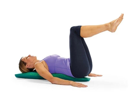 Teal and green tapered foam roller with textured surface and brand logo, shown on white background