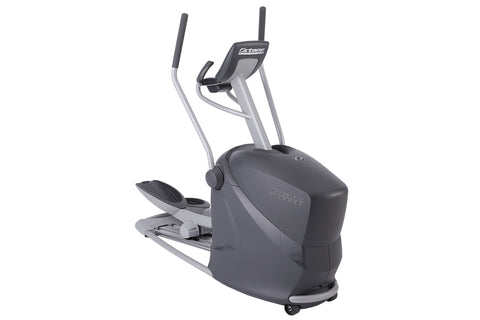 Octane Q35x home elliptical machine with gray and black body, dual handle bars, and foot pedals on white background